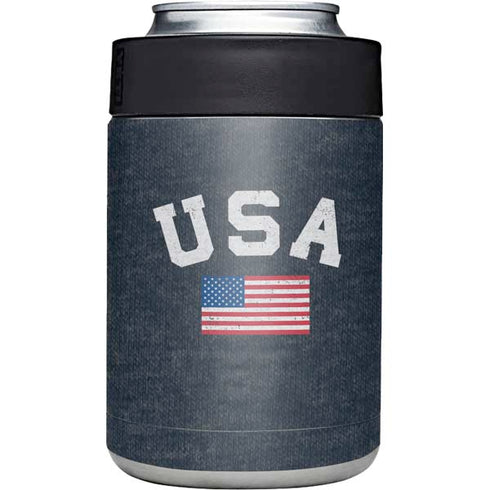 USA with American Flag Yeti Colster Can Insulator Skin