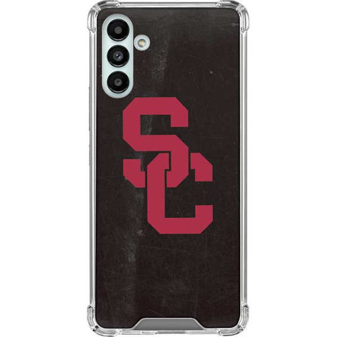 University of Southern California USC Black Distressed Galaxy A13 5G Clear Case