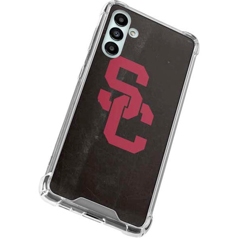 University of Southern California USC Black Distressed Galaxy A13 5G Clear Case