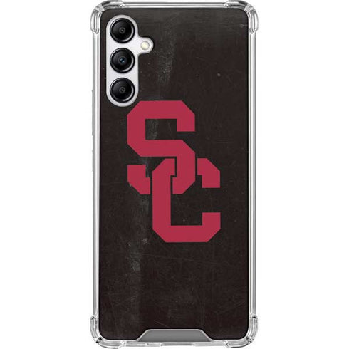 University of Southern California USC Black Distressed Galaxy A14 5G Clear Case