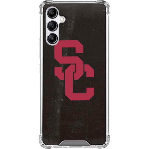 University of Southern California USC Black Distressed Galaxy A15 5G Clear Case