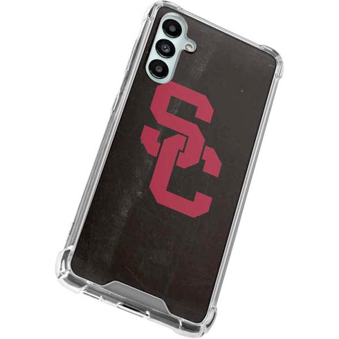 University of Southern California USC Black Distressed Galaxy A15 5G Clear Case