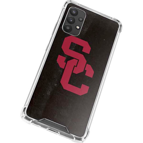 University of Southern California USC Black Distressed Galaxy A32 5G Clear Case