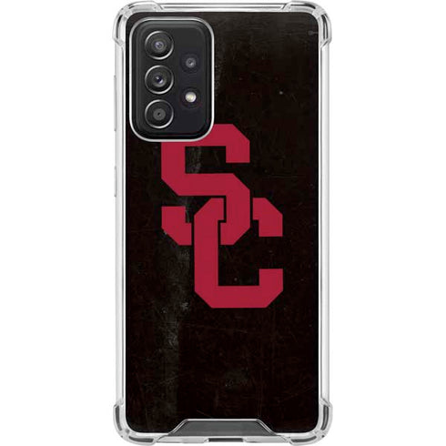 University of Southern California USC Black Distressed Galaxy A52 5G Clear Case