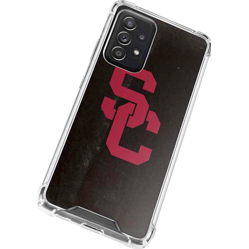 University of Southern California USC Black Distressed Galaxy A52 5G Clear Case
