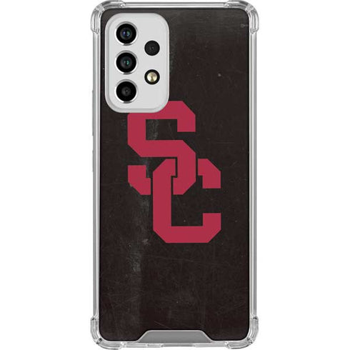 University of Southern California USC Black Distressed Galaxy A53 5G Clear Case