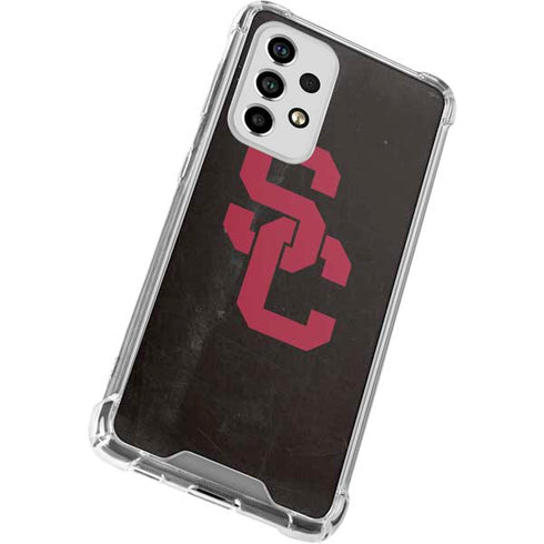University of Southern California USC Black Distressed Galaxy A53 5G Clear Case