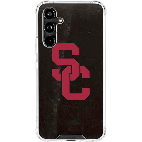 University of Southern California USC Black Distressed Galaxy A54 5G Clear Case