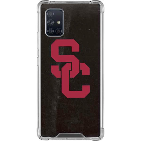 University of Southern California USC Black Distressed Galaxy A71 5G Clear Case