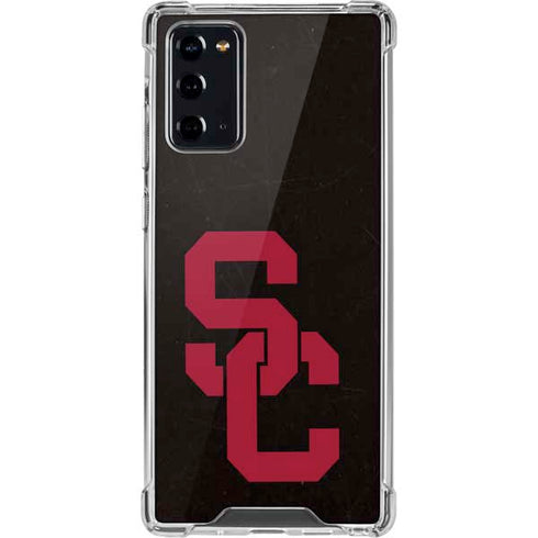 University of Southern California USC Black Distressed Galaxy Note20 5G Clear Case