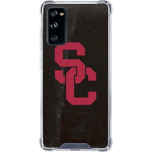 University of Southern California USC Black Distressed Galaxy S20 FE Clear Case