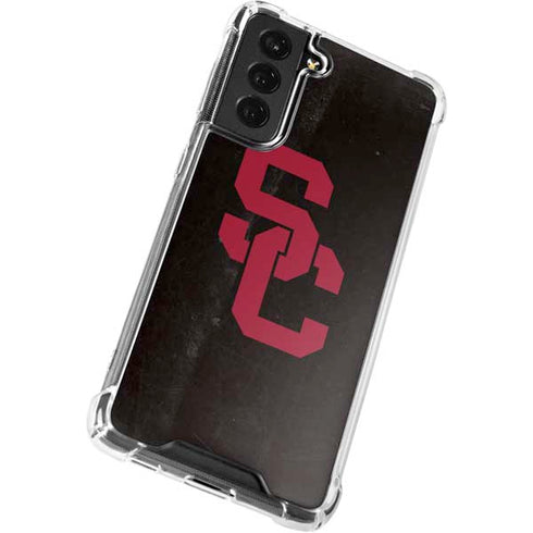 University of Southern California USC Black Distressed Galaxy S21 FE Clear Case