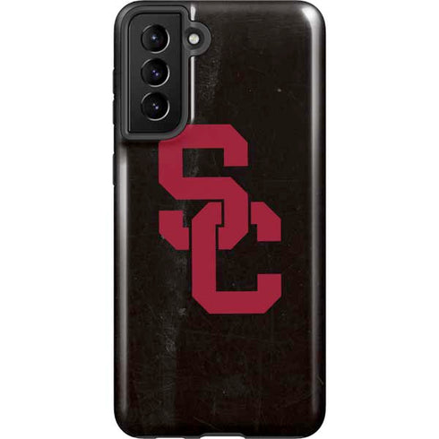 University of Southern California USC Black Distressed Galaxy S21 FE Pro Case