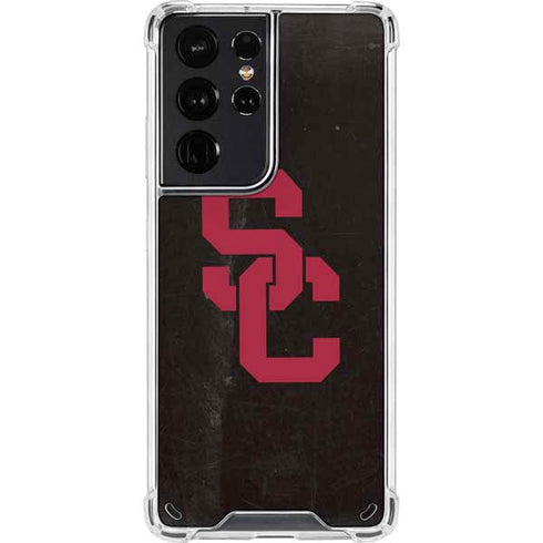 University of Southern California USC Black Distressed Galaxy S21 Ultra 5G Clear Case