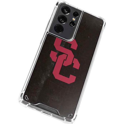 University of Southern California USC Black Distressed Galaxy S21 Ultra 5G Clear Case