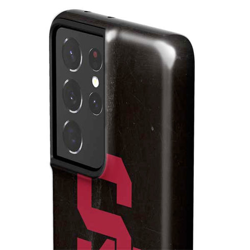 University of Southern California USC Black Distressed Galaxy S21 Ultra 5G Pro Case