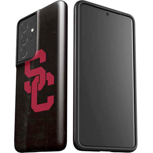 University of Southern California USC Black Distressed Galaxy S21 Ultra 5G Pro Case
