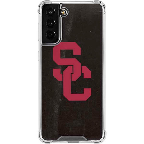 University of Southern California USC Black Distressed Galaxy S22 Plus Clear Case