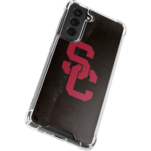 University of Southern California USC Black Distressed Galaxy S22 Plus Clear Case