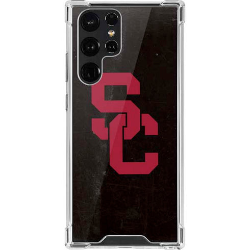 University of Southern California USC Black Distressed Galaxy S22 Ultra Clear Case