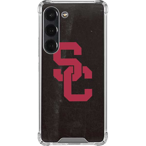 University of Southern California USC Black Distressed Galaxy S23 Clear Case