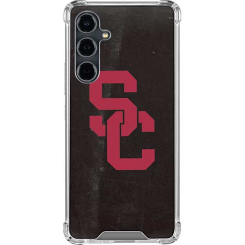 University of Southern California USC Black Distressed Galaxy S23 FE Clear Case