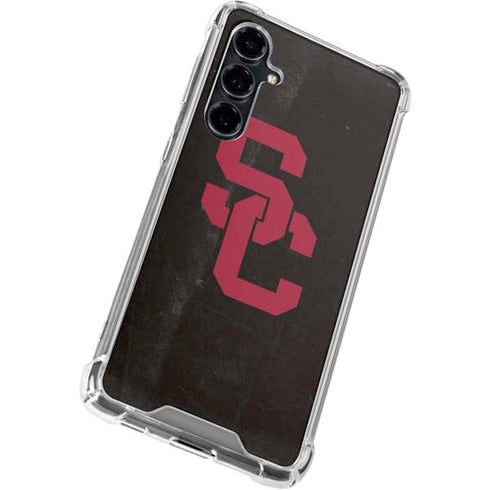 University of Southern California USC Black Distressed Galaxy S23 FE Clear Case