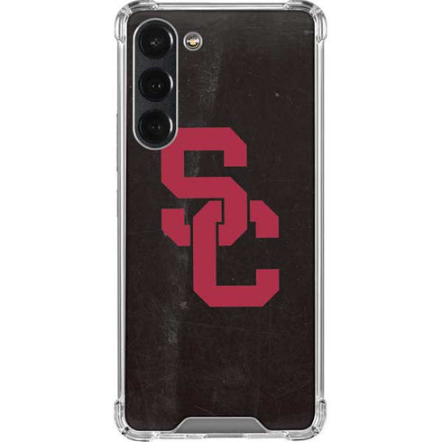 University of Southern California USC Black Distressed Galaxy S23 Plus Clear Case