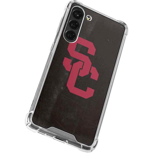 University of Southern California USC Black Distressed Galaxy S23 Plus Clear Case
