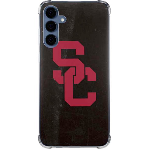 University of Southern California USC Black Distressed Galaxy S24 Clear Case