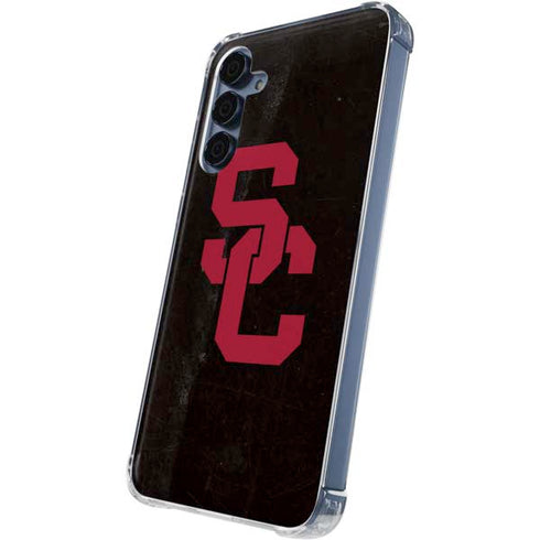 University of Southern California USC Black Distressed Galaxy S24 Clear Case
