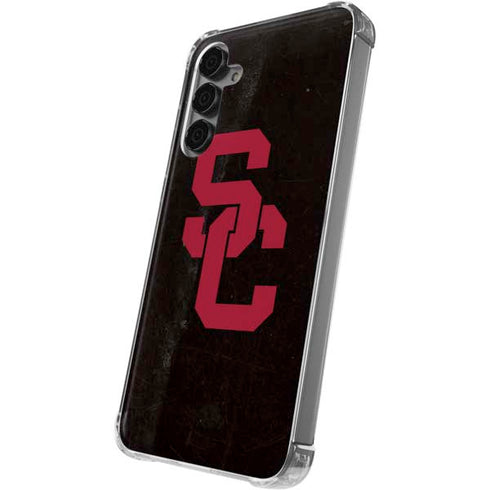 University of Southern California USC Black Distressed Galaxy S24 Plus Clear Case