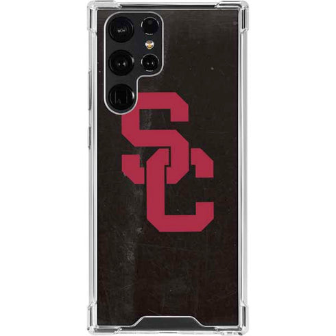 University of Southern California USC Black Distressed Galaxy S24 Ultra Clear Case