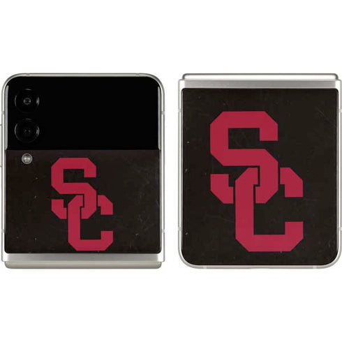 University of Southern California USC Black Distressed Galaxy Z Flip3 5G Skin