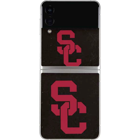 University of Southern California USC Black Distressed Galaxy Z Flip3 5G Skin
