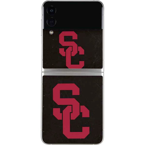 University of Southern California USC Black Distressed Galaxy Z Flip4 5G Skin