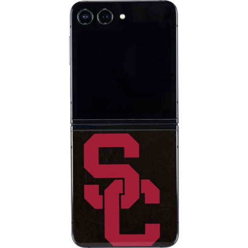 University of Southern California USC Black Distressed Galaxy Z Flip5 5G Skin