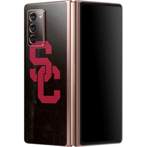 University of Southern California USC Black Distressed Galaxy Z Fold2 5G Skin