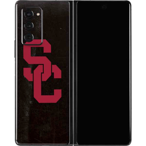 University of Southern California USC Black Distressed Galaxy Z Fold2 5G Skin
