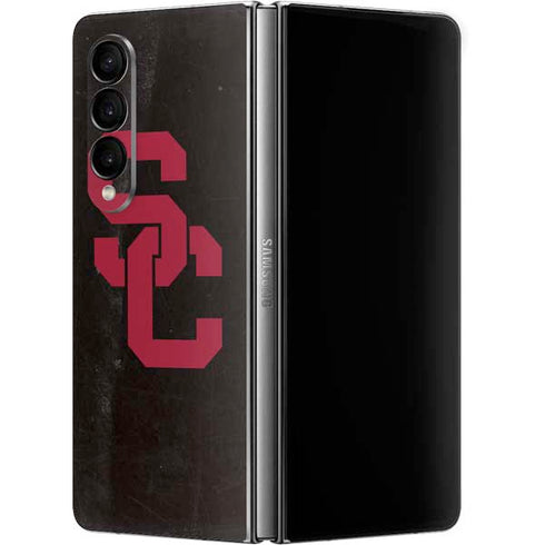 University of Southern California USC Black Distressed Galaxy Z Fold4 5G Skin