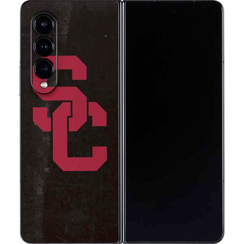 University of Southern California USC Black Distressed Galaxy Z Fold4 5G Skin