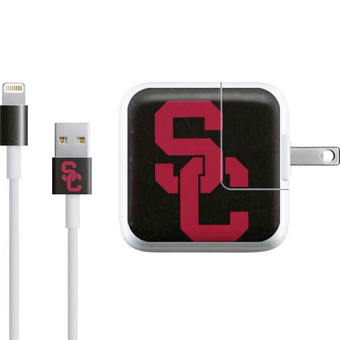 University of Southern California USC Black Distressed iPad Charger (10W USB) Skin
