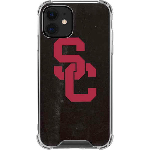 University of Southern California USC Black Distressed iPhone 12 Clear Case