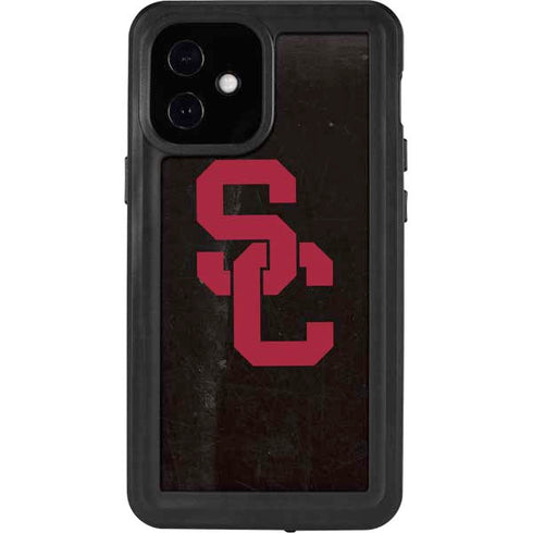 University of Southern California USC Black Distressed iPhone 12 Mini Waterproof Case