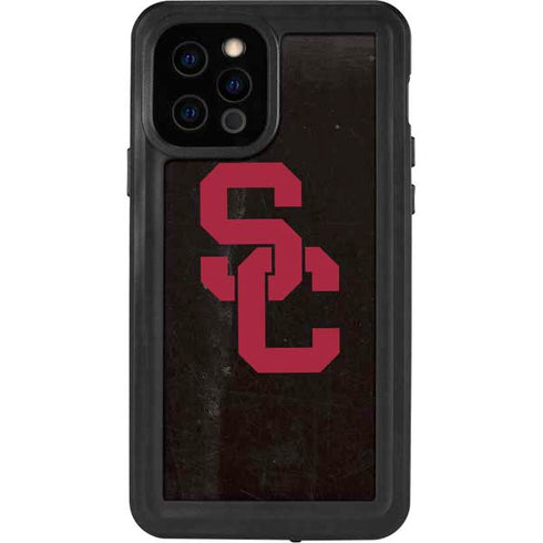 University of Southern California USC Black Distressed iPhone 12 Pro Waterproof Case