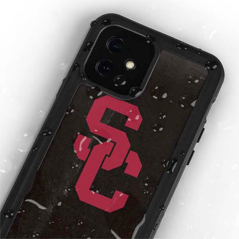 University of Southern California USC Black Distressed iPhone 12 Waterproof Case