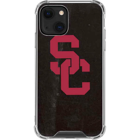 University of Southern California USC Black Distressed iPhone 13 Mini Clear Case