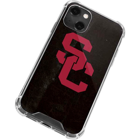 University of Southern California USC Black Distressed iPhone 13 Mini Clear Case