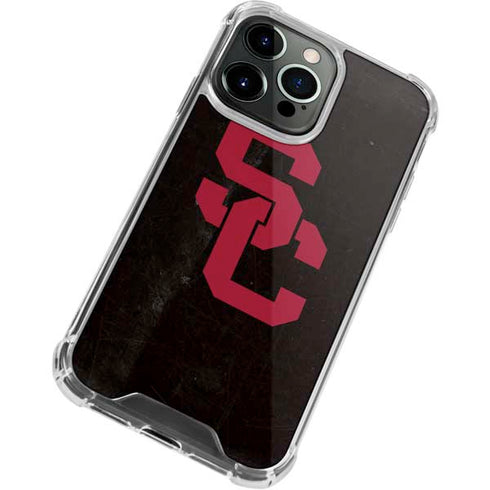 University of Southern California USC Black Distressed iPhone 13 Pro Clear Case