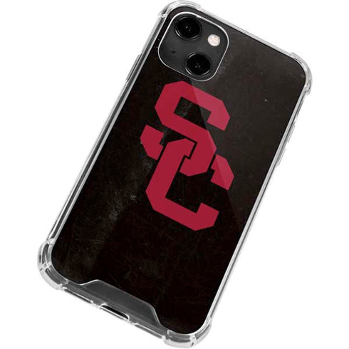 University of Southern California USC Black Distressed iPhone 14 Clear Case